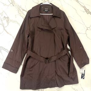 DKNY Women´s Classic chocolate brown Belted Trench coat Sz XL